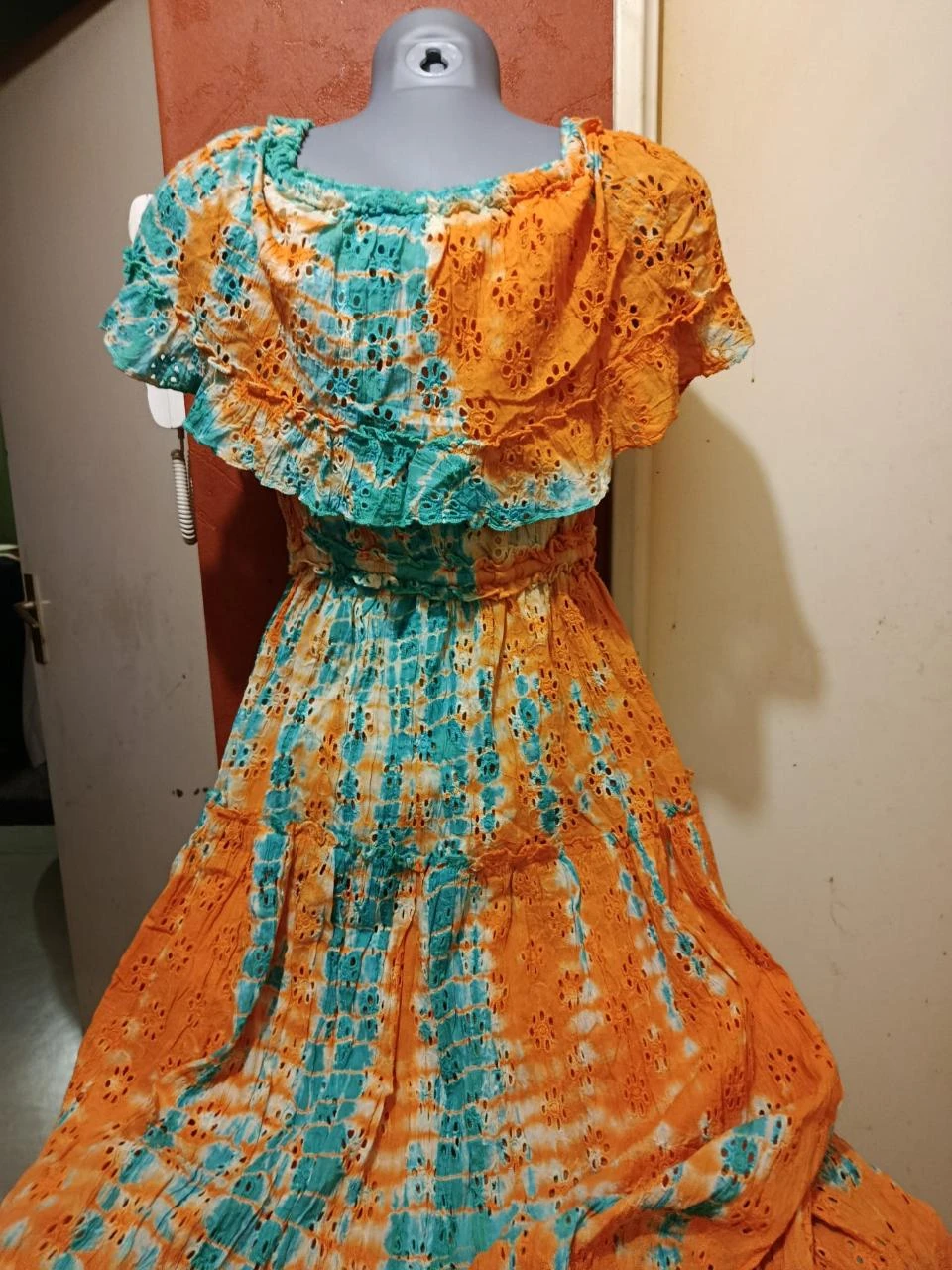 Unique asymmetric 2-in-1 dress with English embroidery, vintage chic, extremely rare size – photo 5